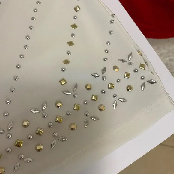 White House Black Market sleeveless dress with gold and silver beads, Size M - Picture 5 of 10